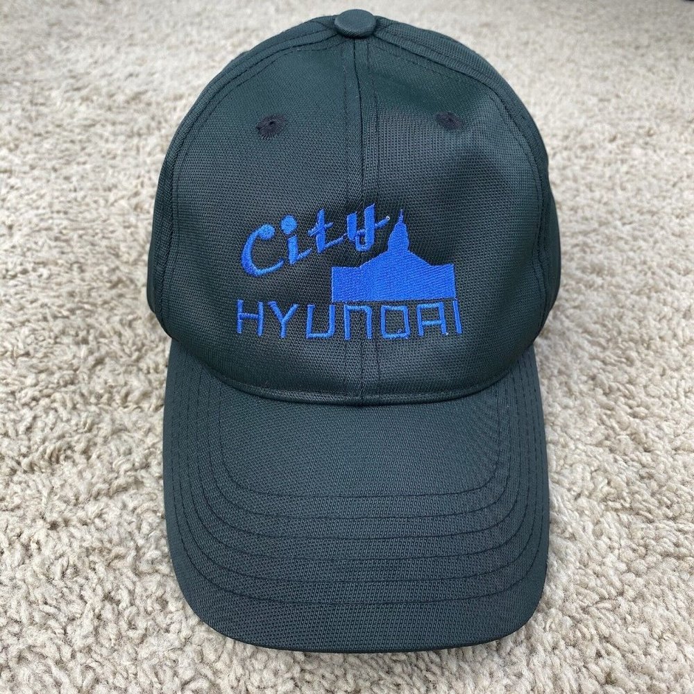 Port Authority Signature City Hyundai Hat Black‎ Blue Logo Sheen Strapback Cap